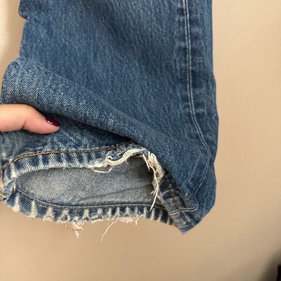 Vintage 90s Levis 501s Thrashed Med Wash Mens 34 x 30 Distressed Red Tab Jeans - Picture 7 of 13